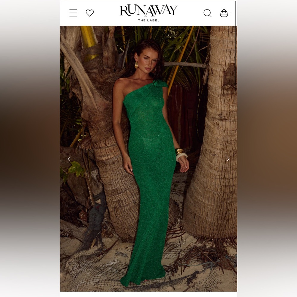 NWT - Runaway the Label Maxi dress green / Emerald knit & sequin - never worn XS